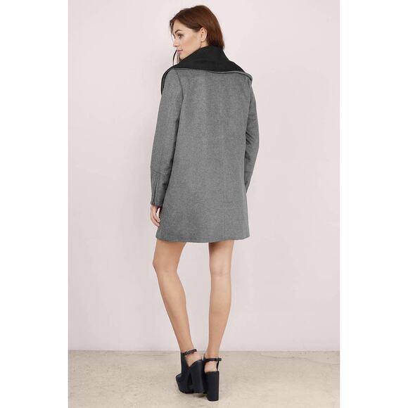 Tobi Anabel Wool Blend Coat Jacket Poncho Side Asymmetrical Zip Grey Black S - Picture 3 of 8